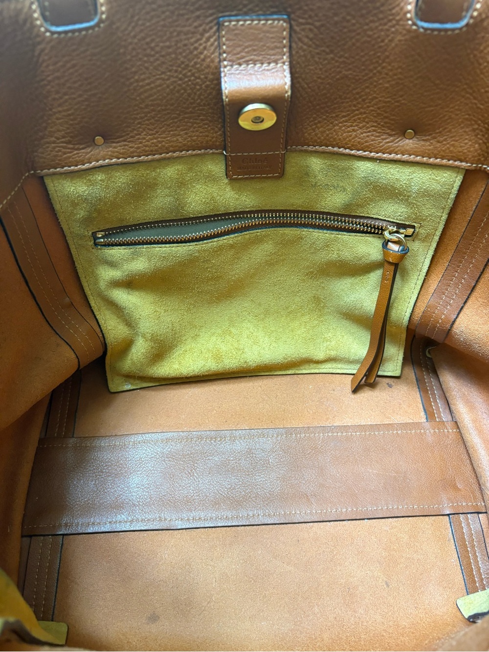 Chloé Milo Cognac Brown Leather Shoulder Tote - Picture 10 of 14